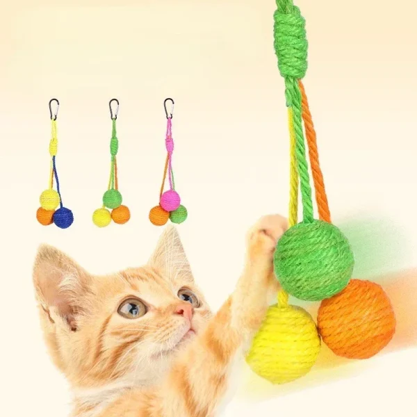 Cat Hanging Sisal Ball